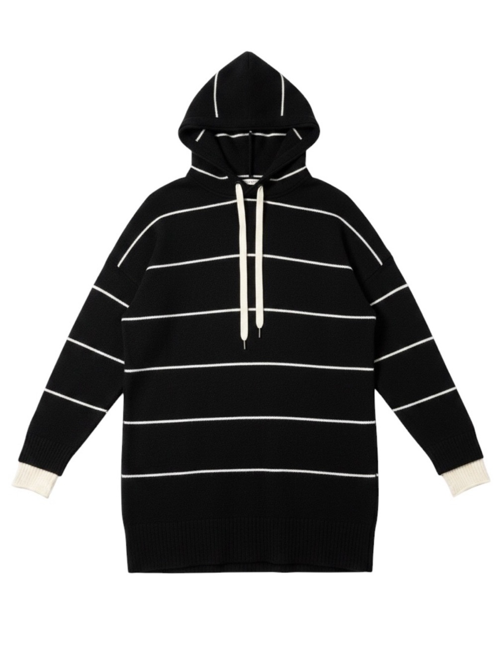 Alice + Olivia Base Riva Striped Hooded Sweater Dress Tunic Size Large